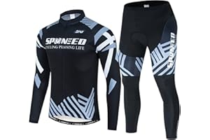 SPONEED Men's Cycling Cothing Sets Long Sleeved Bicycle Jersey and Pants Kits Road Bike Cyclist Wear