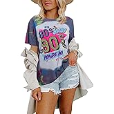 FLOYU 80s Baby 90s Made Me Shirt Womens 90s T-Shirt 90's Outfit Tops Casual 1990s Party Shirts Top