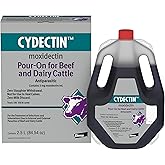 Elanco Cydectin Pour-On Cattle Parasiticide | Treats Worms, Flies, Lice, Grubs, and Mites | 2.5L Dewormer