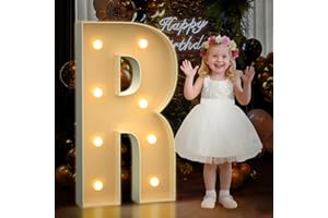 Mixifox 3FT Marquee Letters R, Large Light Up Letters 3 Feet Tall with Lights, Big Baby Letter for Baby Shower, Wedding, Engagement, Graduation, Birthday Party Decorations, Pre-Cut Foam Board Kit