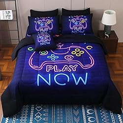 JQinHome Full Gamer Comforter Set 8 Piece Bed in A