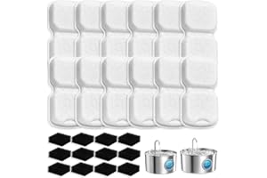 24 Pack Cat Water Fountain Filter - Compatible with GIOTOHUN 2.2L/74oz,3.2L/108oz Pet Water Fountains, Three-Layer Filtration