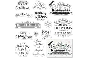 ON-AIRSTORE Christmas Words Clear Stamps for Card Making Decoration and Scrapbooking Supplies, Blessing Words Transparent Rubber Stamps with Sentiment for Paper Card Photo Album Crafting Supplies