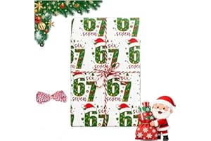 67 Wrapping Paper, 67 Meme Funny Christmas Wrapping Paper, Funny Christmas Gifts for Women, Novelty 6 7 Memes Wrapping Paper 