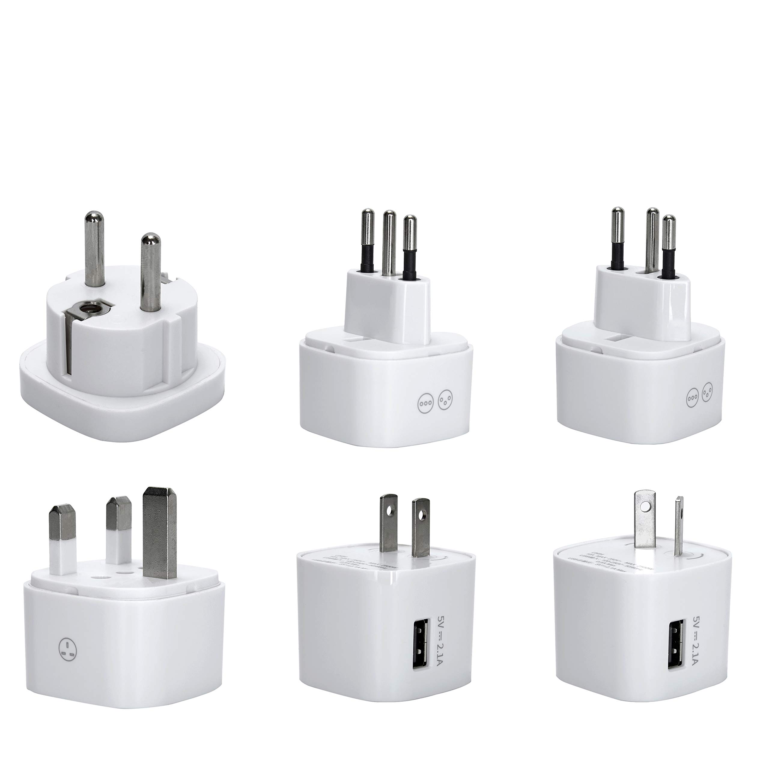 BTU International Universal Travel Adapter Worldwide All in One Wall Charger 4AC Power Plug Adapter Perfect for European US, EU, UK, AU 160 Countries，White