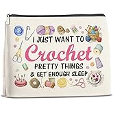 Crochet Gifts Makeup Bag for Crocheters Knitters, Crochet Lovers Knitting Gifts for Women Mom Grandma Cosmetic Bag with Zipper Travel Toiletry Pouch for Purse