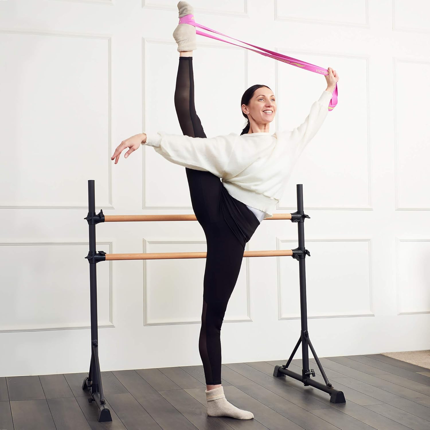 Victorem Portable Ballet Barre for Home - 4 FT. Ballet Bar for Ballet, Dancing or Stretching, Ballet Barres for Adults - Bonus Resistance Band Included : Sports & Outdoors
