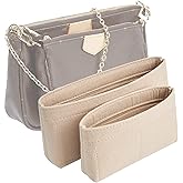 Vercord Felt Purse Organizer Insert Pochette Handbag Insert Bag in Bag for Multi Pochette Accessories Add Zipper Pocket Beige