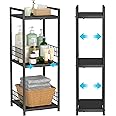 DAOUTIME 3-Tier Metal Shelving Unit, Expandable, Free-Standing, Narrow, Open Floor Shelves, Ideal for Bathroom, Kitchen, Laundry, Storage, Organization