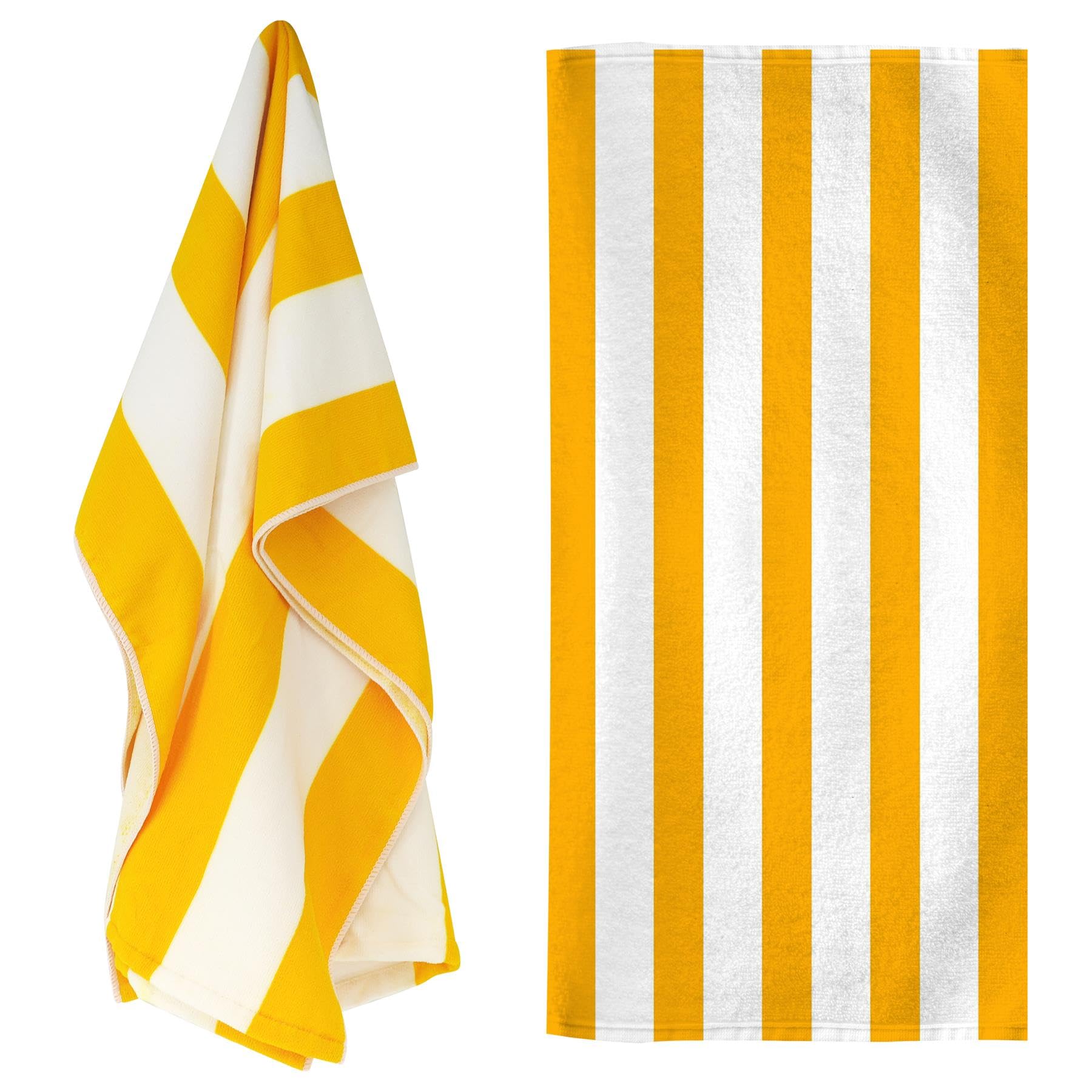 GEEZY Microfibre Beach Towel, Orange Striped - Quick Drying, Lightweight, Sand-Free, Large & Durable, Summer Design - Beach Essentials for Travel, Holiday, Swimming, Sauna, Adults & Kids, 70x140cm