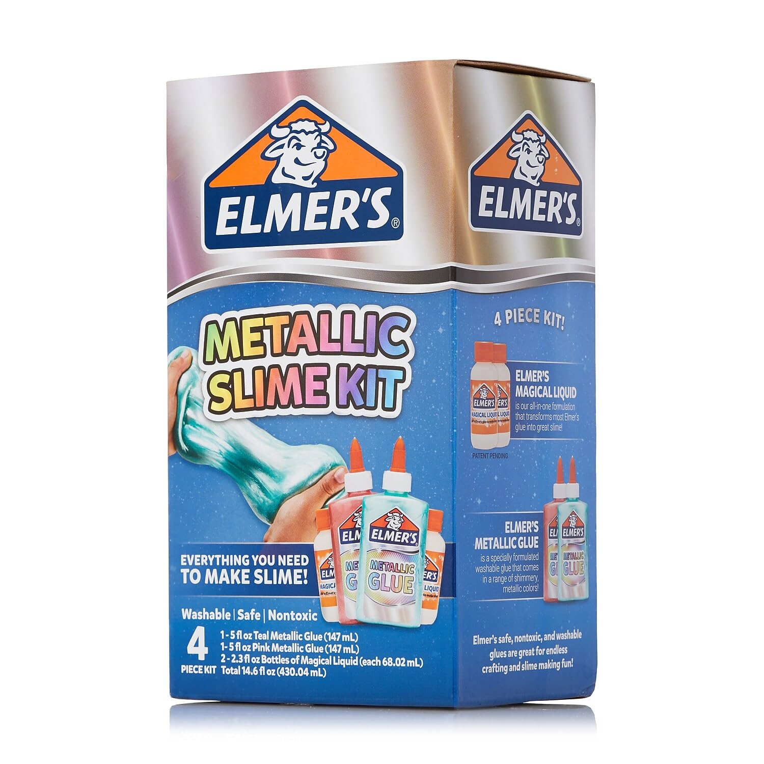 Elmer’s Metallic Slime Kit, Includes Glue and Magical Liquid Activator, 4 Piece Kit - Perfect for Parties, Gift, Kids Activity Time