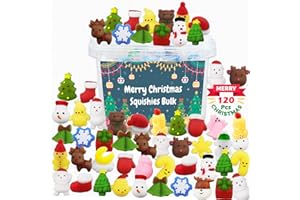 SUNPROUND Christmas Party Favors, 120Pcs Squishies Toys for Kids, Mochi Squishy Bulk, Kawaii Mini Squeeze Toys, Goodie Bag Stuffers, Classroom Prizes for Boys Girls(Random)