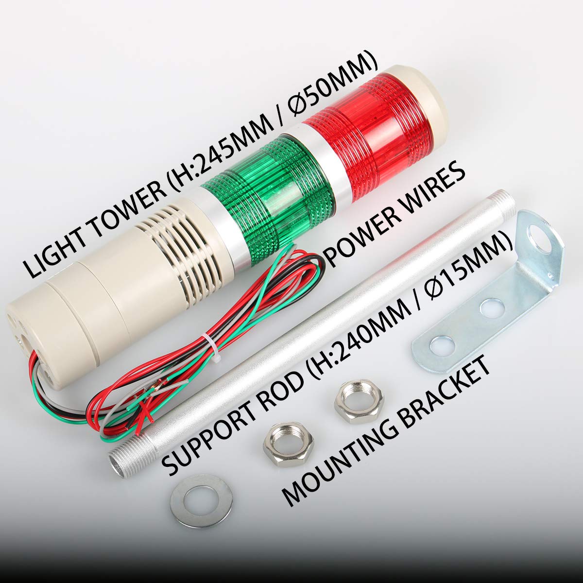 Luban Industrial Signal Light Column Led Alarm Tower Lamp Light Flash Indicator 2 Layer Stack Led Warning Light For Safety 110v Steady On Light