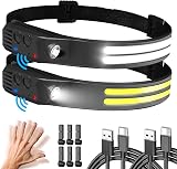 [Hyted] Head Torch Rechargeable Dual LED 6 Modes Motion Sensor IPX5 2 Pack view 1