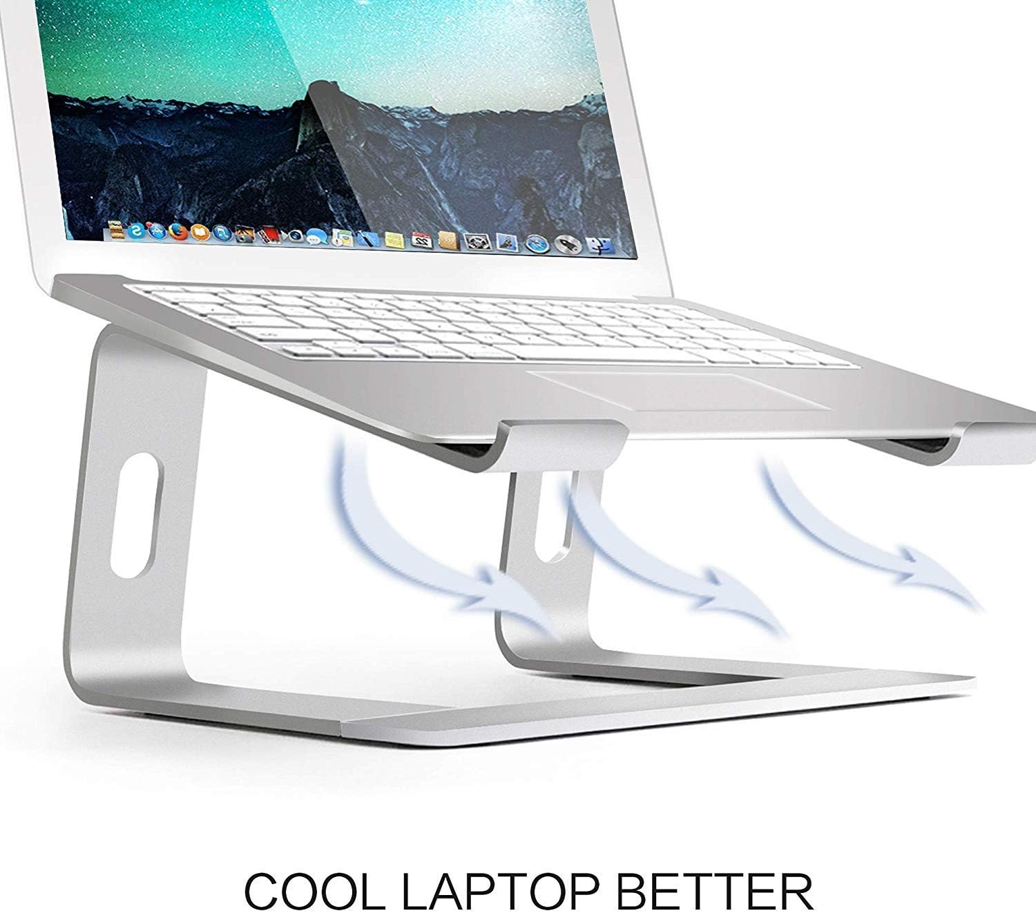 Soundance Laptop Stand, Aluminum Computer Riser, Ergonomic Laptops Elevator for Desk, Metal Holder Compatible with Mac MacBook Pro Air, Lenovo, HP, Dell, More 10-15.6 Inch PC Notebook, LS1 Silver: Office Products