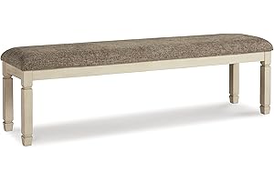 Signature Design by Ashley Bolanburg Casual 65" Upholstered Dining Room Bench with Foam Cushion, Antique Cream & Brown