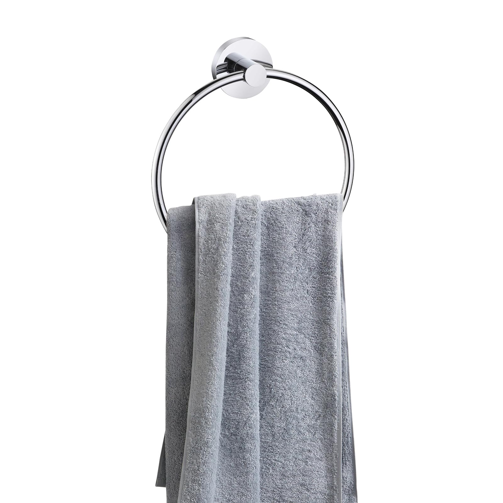 iBathUK Modern Wall Mounted Round Stainless Steel Towel Ring Holder – Chrome Finish with Anti-Corrosion Zinc and Aluminium, Bathroom Accessories Set, Round Towel Ring