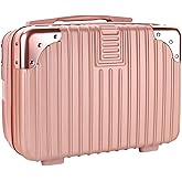 Yoanlayr 14inch Hard Shell Cosmetic Organizer Travel Train Hand Luggage Small Portable Carrying Suitcase Makeup Case Bag for Women Toiletry