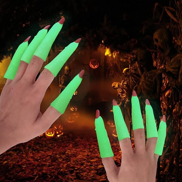 24-Pack Halloween Witch Finger Covers - Scary Fake Nail Tips For Costumes & Pranks