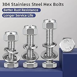BNUOK (4 Sets) 3/8-16 x 4 Hex Head Screw Bolt,Lock
