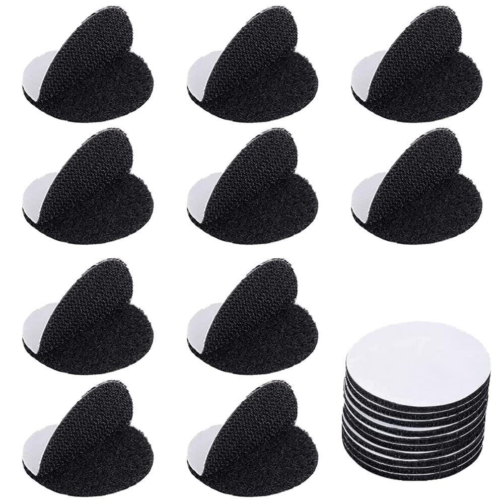 Double Sided Sticky Pads, 10 Pack 60mm Round Black Sofa Cushion Velcro Sheet for DIY Craft, Tools Hanging or Other Cushion Anti Slip Use