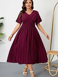 RWJ Women's Plus Size Maxi Dress Flutter Casual V