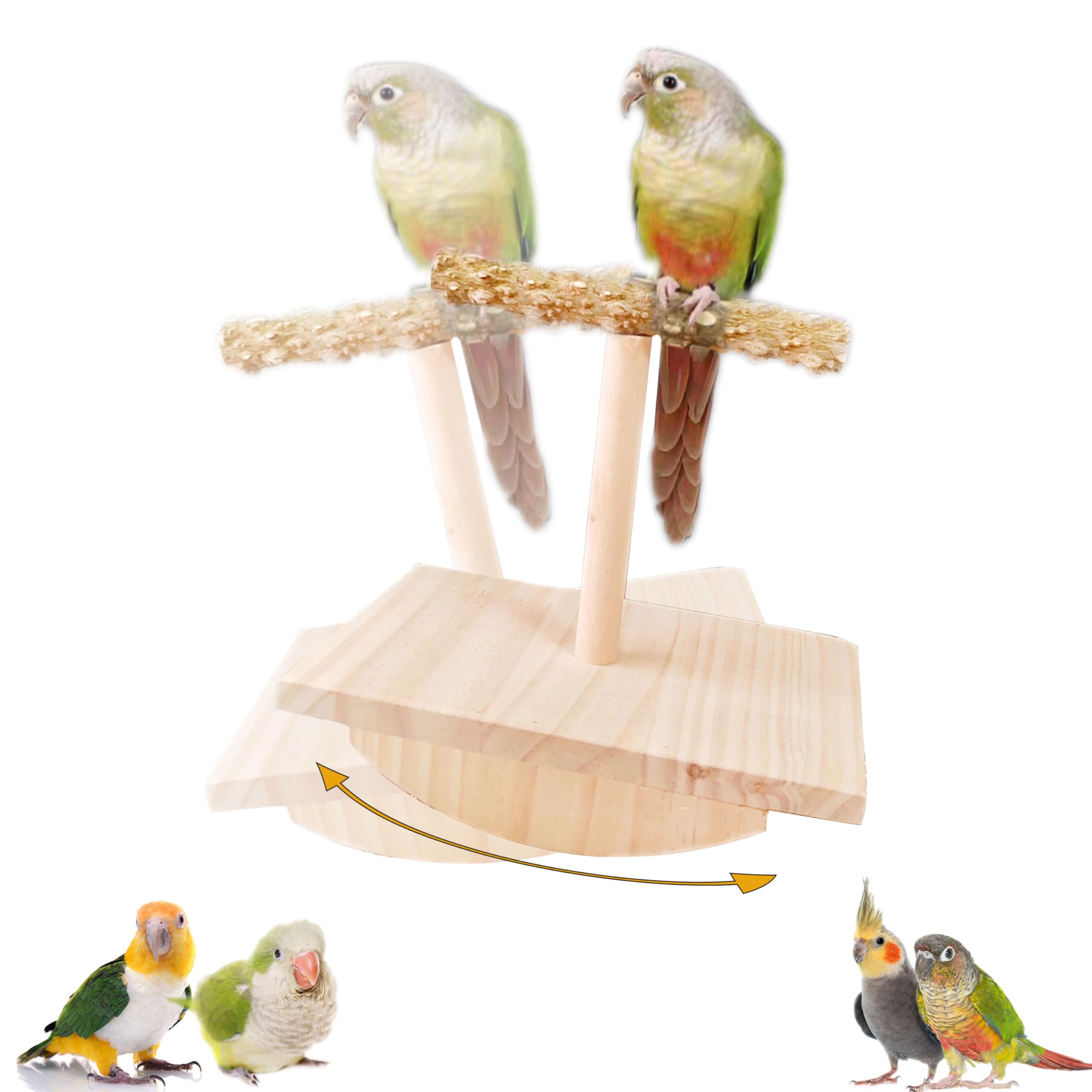 Photo 1 of Natural Wood Bird Perch Stand Training, Intelligence Puzzle Enrichment Toys for Parakeets, Wooden Parrot Perch Platform, Bird Playground Play Stands for Conure Cockatiel (Wood, Medium)