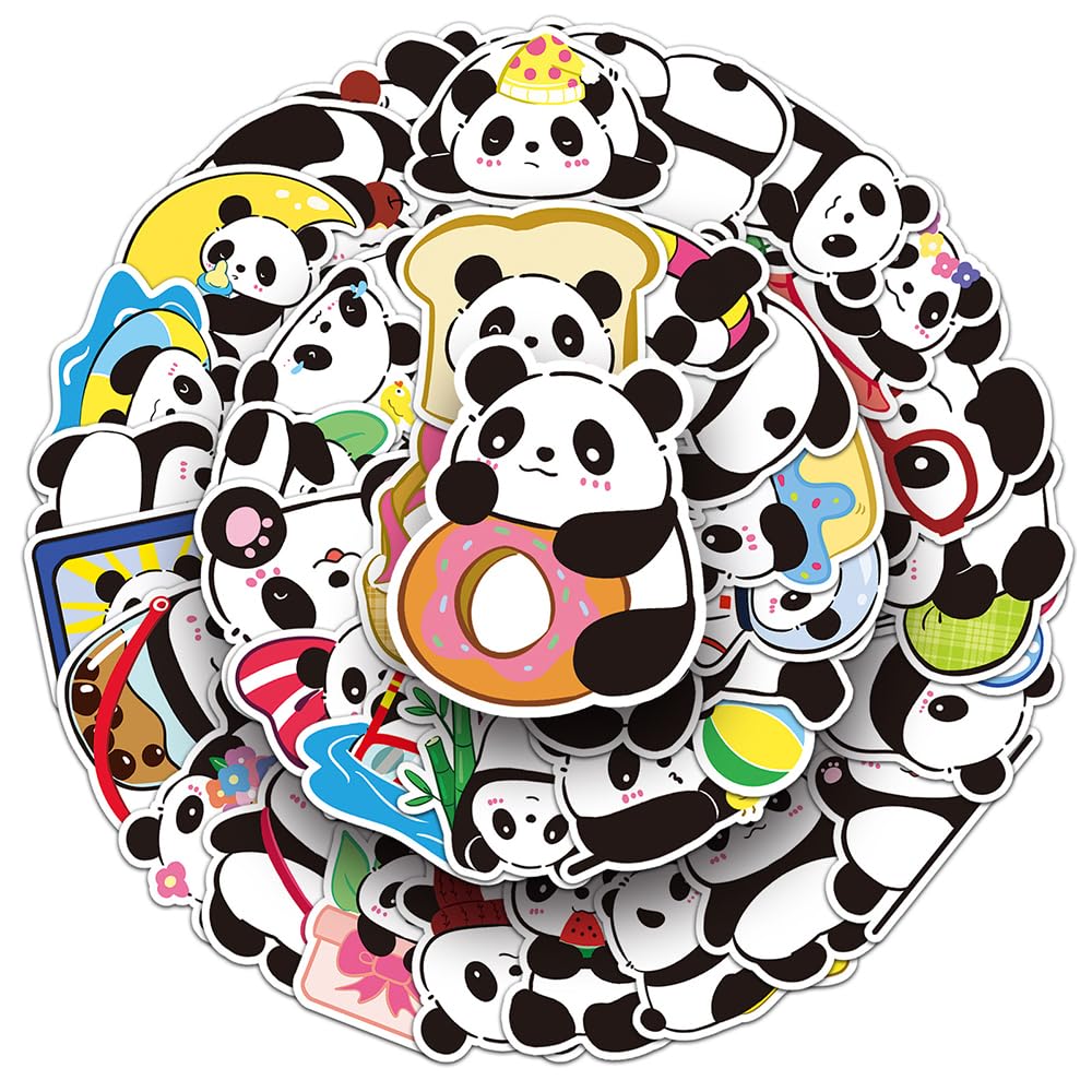 Lovely Panda Vinyl Stickers, 50 PCS Waterproof Cartoon Animal Decals for Laptops, Scrapbooking, Journals, Notebooks, Water Bottles, Suitcases, Phones & DIY Decor