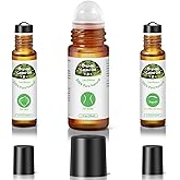 Leczhmyo Organic Castor Oil Roll on for Belly, Face, Body, Under Eyes– Certified Organic, Cold Pressed, Hexane Free, Unrefined – 3 Glass Bottle Pure Roller Ball Castor Oil to Moisturize Skin, Lips