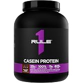 Rule 1 Proteins Casein Protein, Chocolate Fudge, 52 Servings | 25g Protein and 11g EAAs Per Serving from Slow-Release Micellar Casein for Overnight Recovery and Sustained Delivery