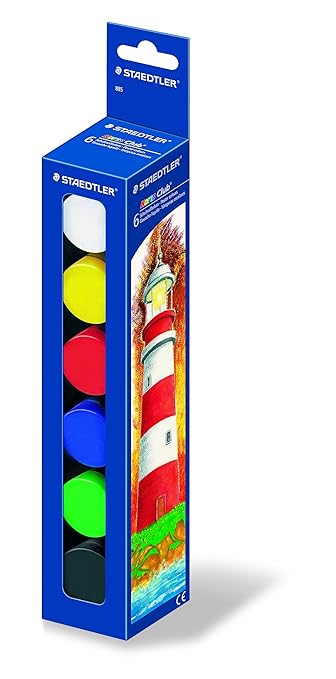 Staedtler Schulmalfarbe Noris Club, deckende Temperafarbe mit hoher Farbbrillanz, Deckkraft und Lichtechtheit, 6 Farben im Ku