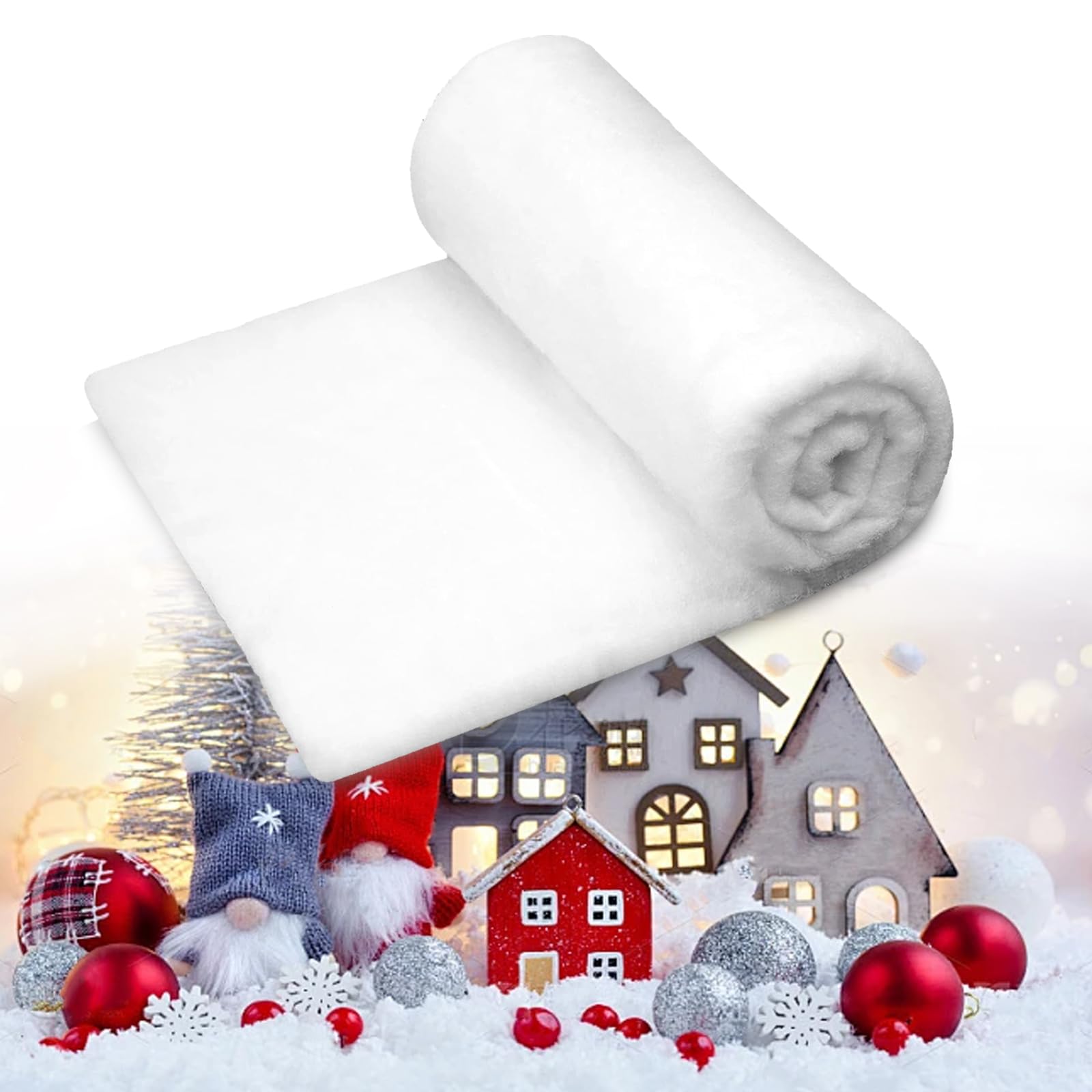 Photo 1 of 1 Pcs Christmas Fake Snow Blanket - 3 X 8 Ft Soft Fluffy Artificial Snow for Christmas Tree Decorations, Christmas Village Accessories, Table Runners, Holiday Decorations