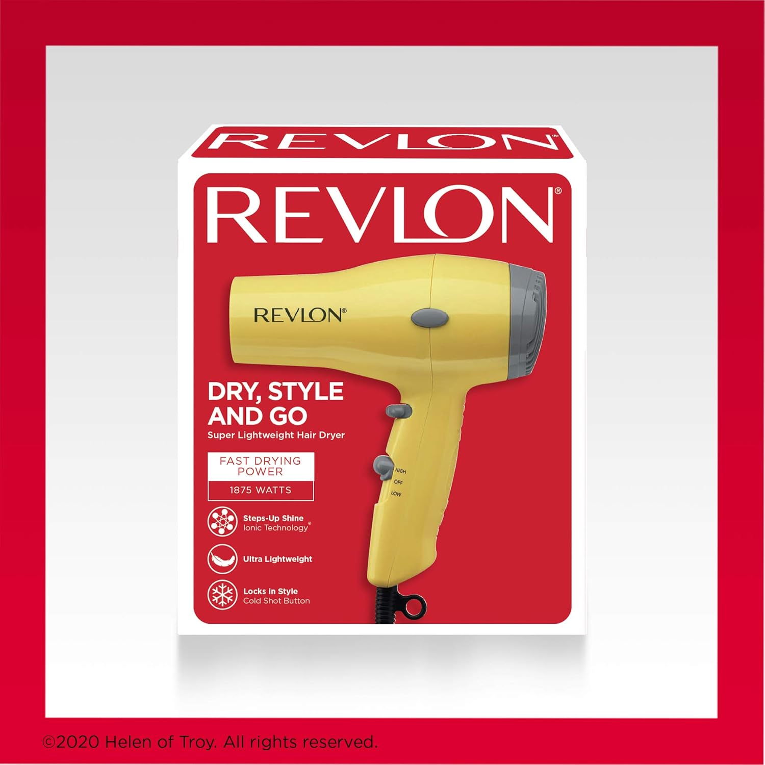 Revlon 1875W Lightweight + Compact Travel Hair Dryer, Yellow: Beauty