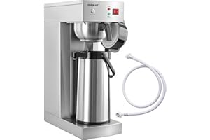 NUPANT Auto-Filling Commercial Airpot Coffee Brewer 2.2L/74oz Dirp Coffee Maker Machine with 24 Hours Hot Thermal Carafe Stainless Steel Pour Over Coffee Dispenser 120V/1450W for Restaurant Office