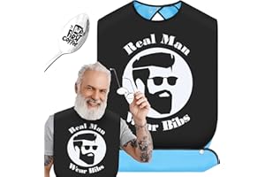 FreeNFond Funny Adult Bibs for Men Women Elderly Eating Clothing Protectors with Crumb Catcher and Coffee Spoon Gag Gifts (Man)