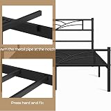 Yaheetech 4ft6 Double Bed Frame Cloud Headboard Metal Slats 363kg Black view 6