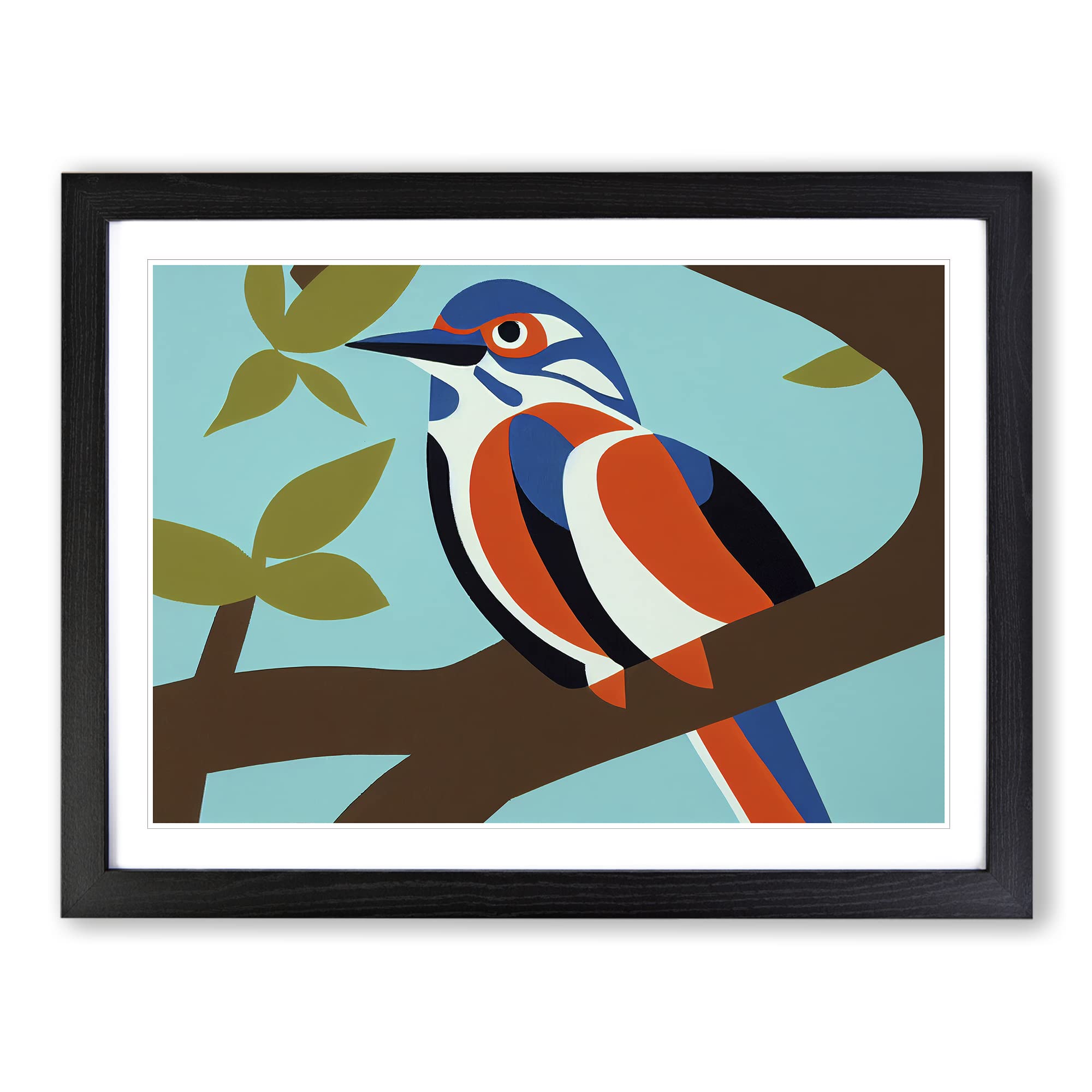 Kingfisher Bird Abstract Vol.2 Framed Print | A4 Black Framed Wall Art | Ready to Hang | Abstract Fantasy Picture | Living Room Bedroom Lounge Office