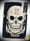 2527 Surreal Skull Black Matte Finish Lighter with