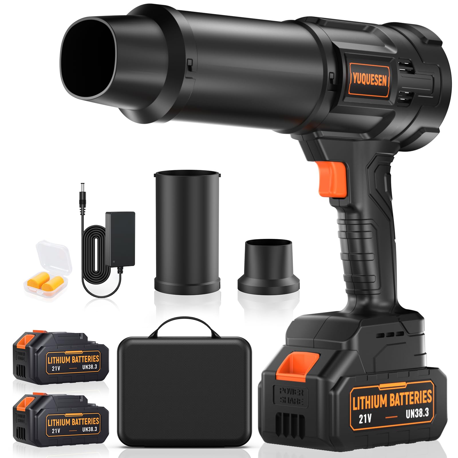 Photo 1 of 990,000 RPM Cordless Leaf Blower - 21V Electric Handheld Leaf Blower with 2×4.0Ah Batteries & Fast Charger - Lightweight for Patio, Lawn, Yard, Deck Cleaning - Sooty