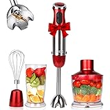 KOIOS 800W 4-in-1 Multifunctional Immersion Hand Blender, 12 Speed, 304 Stainless Steel Stick Blender, Titanium Plated Blade,