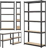 Yaheetech 2-Pack Heavy Duty 5 Tier Shelving Unit 90x30x180cm 175kg/each Black view 7