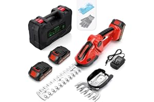 LUXBIRD Lxubird Cordless Grass Shears, 2-in-1 Mini Hedge Trimmer Cordless,Light Handheld Grass Trimmer, Electric Shrub Trimmer with 2Pcs Rechargeable Batteries with Case