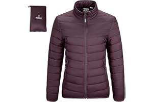 Outdoor Ventures Women's Packable Full-Zip Short Puffer Jacket Insulated Quilted Warm Lightweight Winter Coat