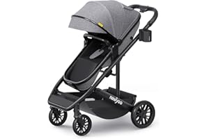 newyoo Infant Stroller, Nestro 516M, Convertible Infant Strollers w Reversible Seat & Cup Holder, 2-in-1 Rear-Facing Pram from Newborn to Toddler, Grey
