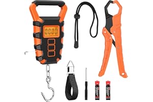 ORIA Fish Scale Digital, Fishing Scale, Fish Scale with Ruler and Fish Gripper, 110lb/50kg Baggage Weighing Scale, Backlit LC