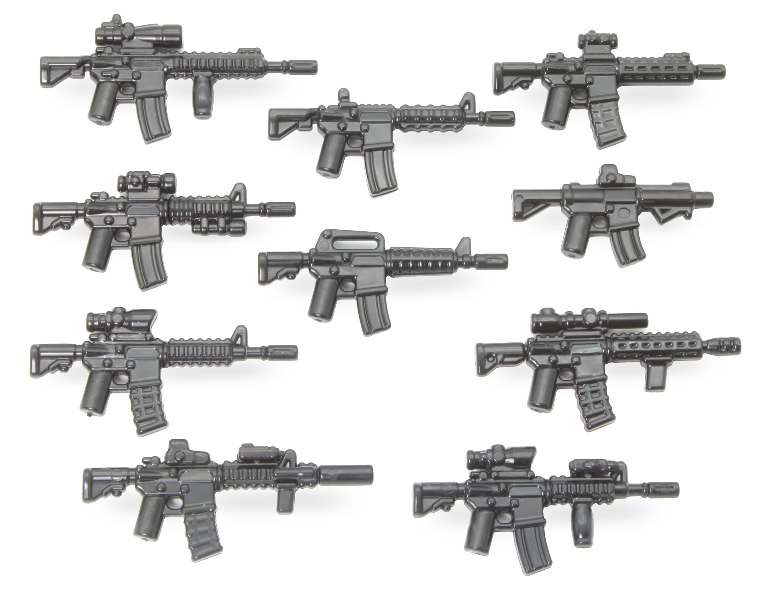 BricksStuff BrickArms Modern Combat Mission Weapon Set - 10 Piece Assault Rifle Set for Mini Figures - High Quality Military Weapons, Made in USA