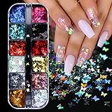 Download Amazon Com Warmfits 3d Holographic Butterfly Nail Glitter 24 Colors Set Splarkly Nail Sequins Flake Acrylic Manicure Paillettes Ultrathin Face Body Glitters For Nail Art Decoration Diy Crafting Pattern A Arts Crafts