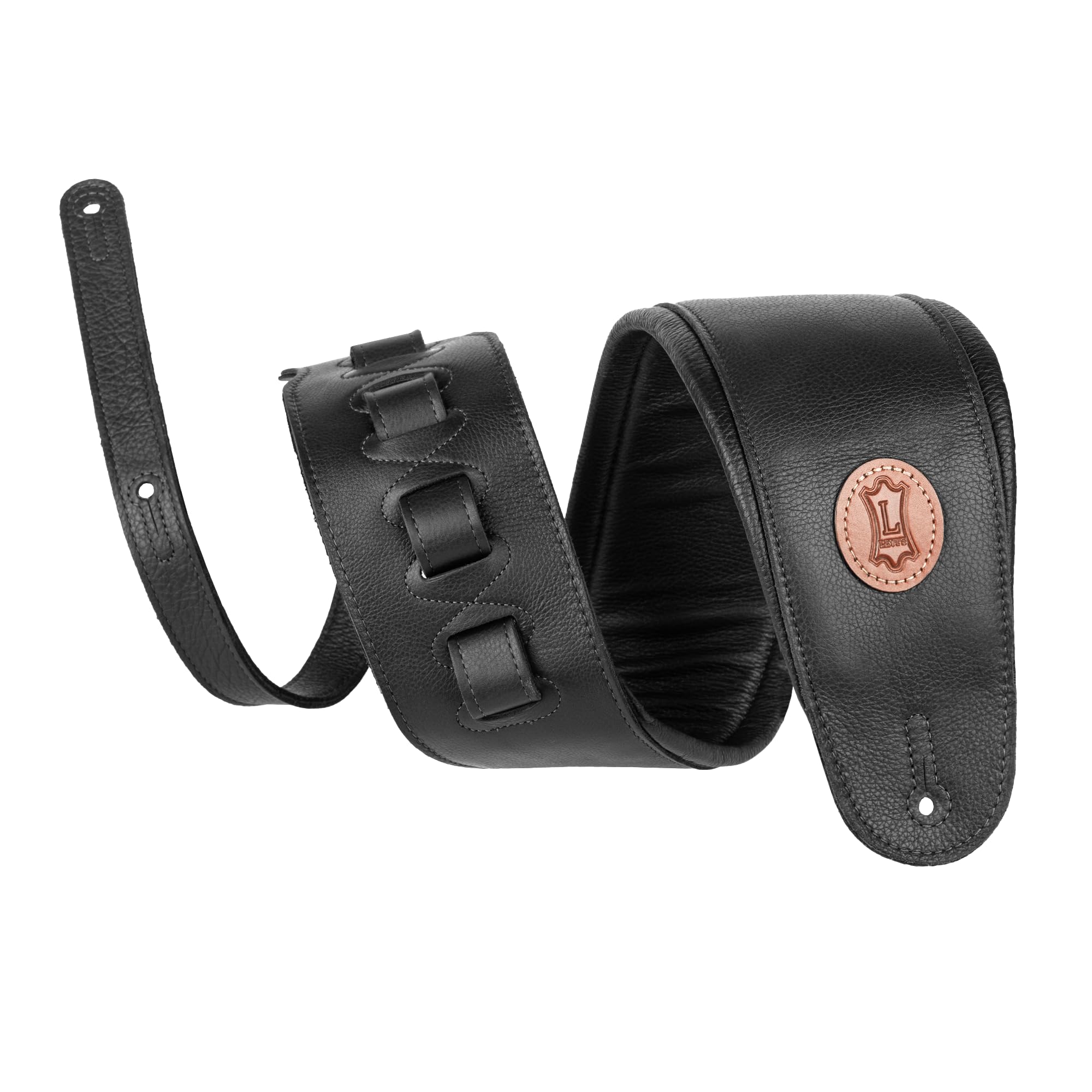 Levy's Leathers MSS2-4-XL-BLK 4.5-inch Extra Long Padded Leather Guitar Strap - Black - Adjustable from 37-63-inch