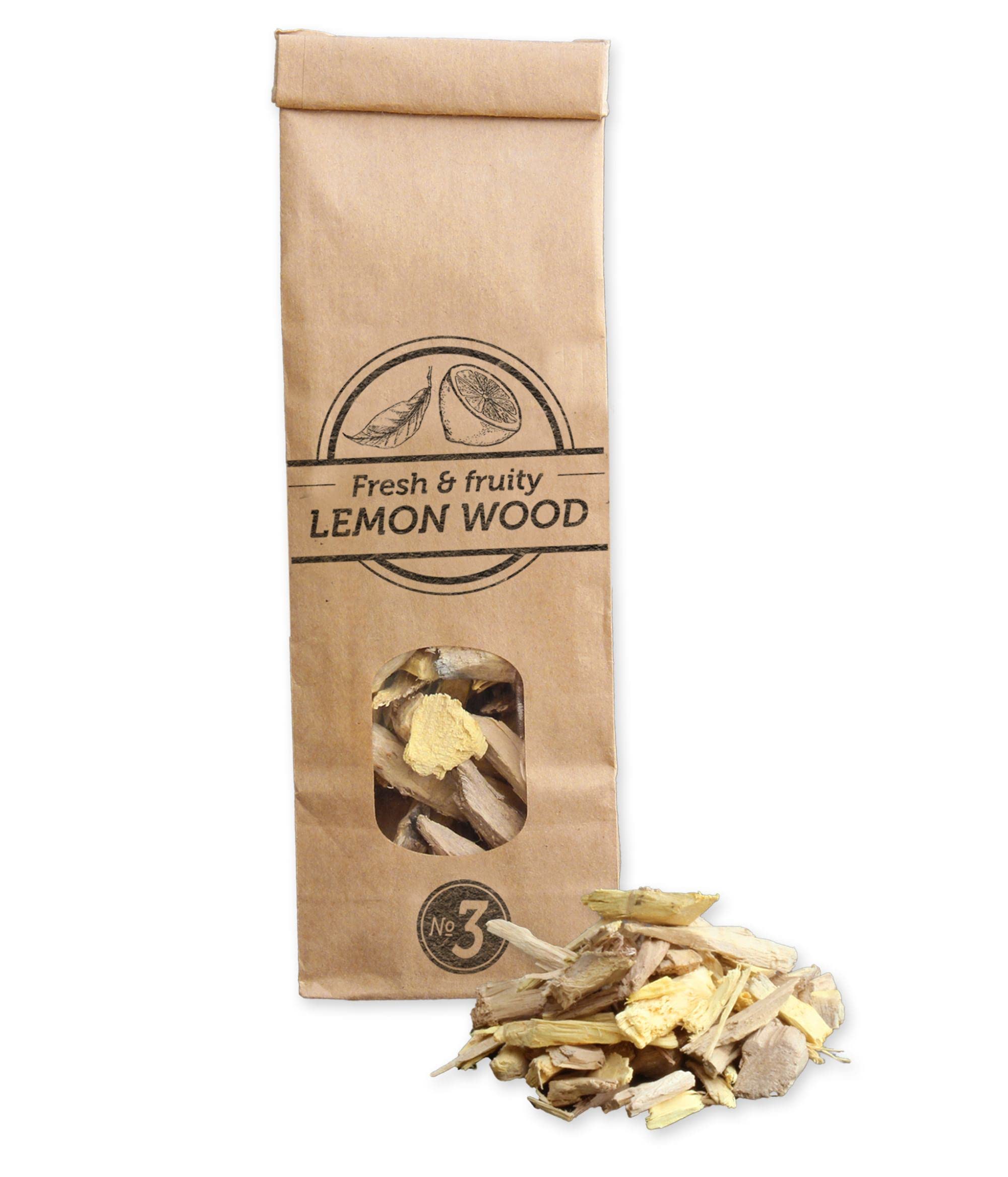 Smokey Olive Wood 500mL Lemon Tree Wood Smoking Chips, grain size 2-3cm