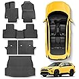 DAZANZAN Floor Mats for Toyota RAV4(Include Hybrid) 2025 2024-2019 6Pcs All Weather RAV4 Floor Mats Full Set for Toyota RAV4 Accessories 2025 2024-2019 TPE Back Seat Cover Protector
